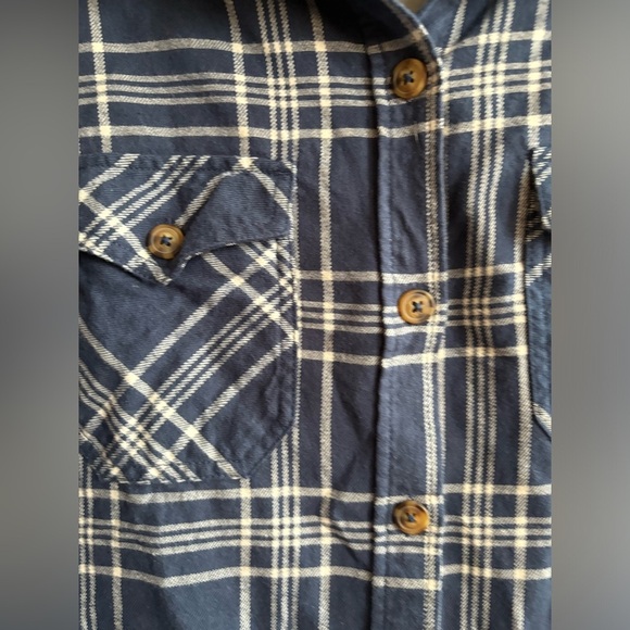 Frank. by Frank And Oak 100 % Organic Cotton Blue Plaid Button-down Shirt Med - Picture 7 of 8